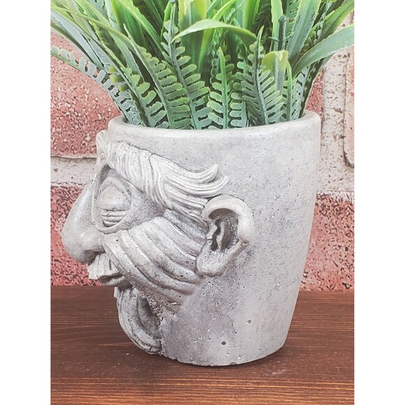 Cement Old Man Face Planter Pot, Concrete Man with Glasses Succulent Planter - Picture 6 of 10